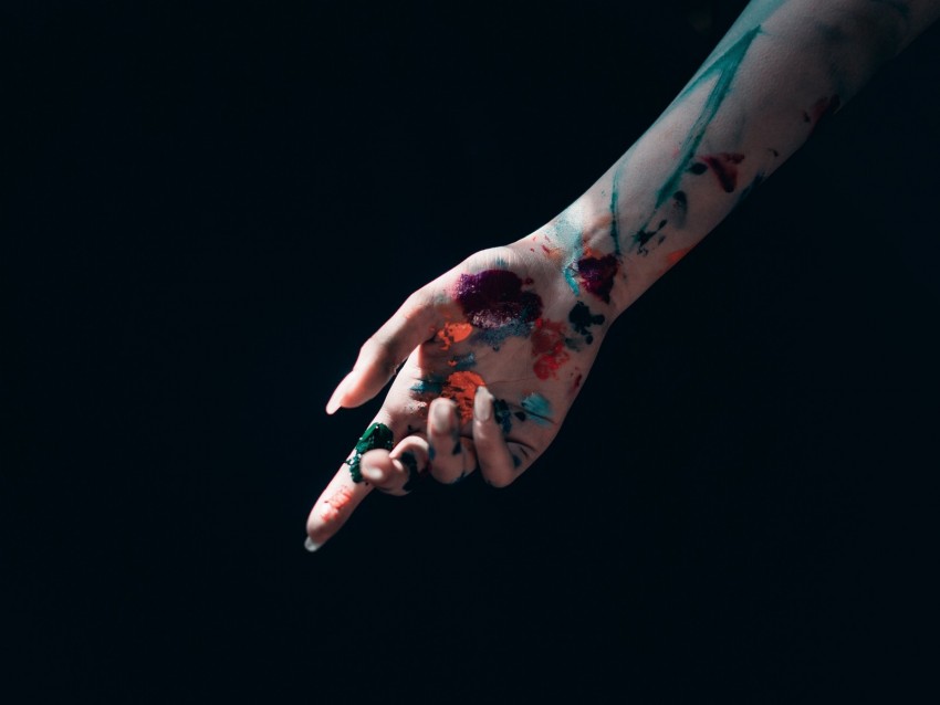 Hand Paint Stains Fingers Background