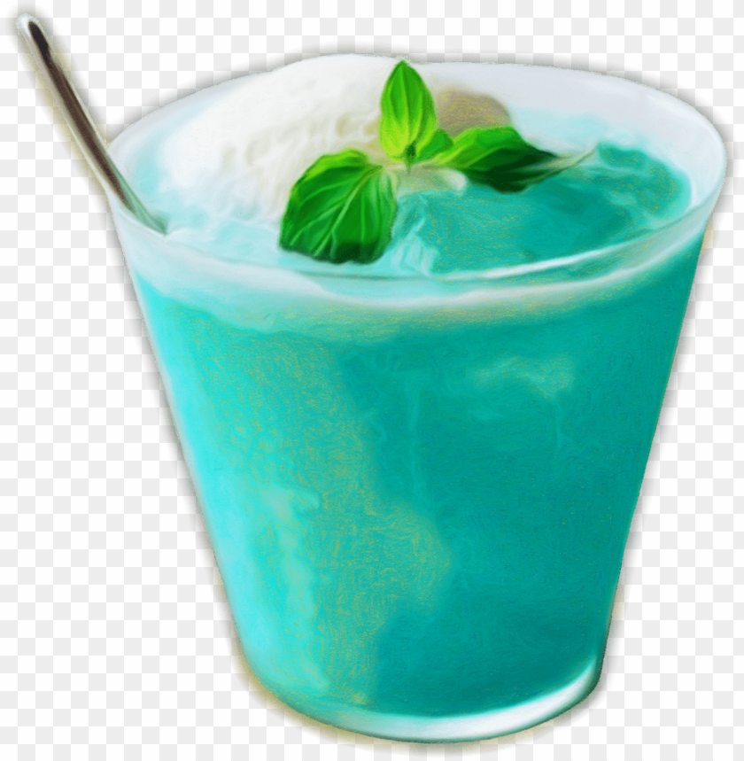 hand painted mint ice cream dessert  and psd - blue lagoon, dessert