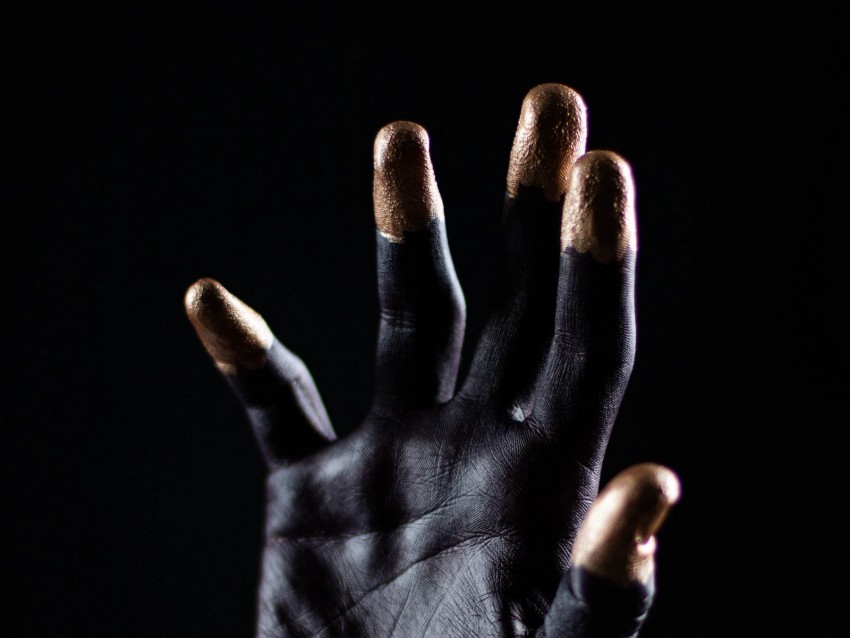 Hand Palm Fingers Paint Dark Background