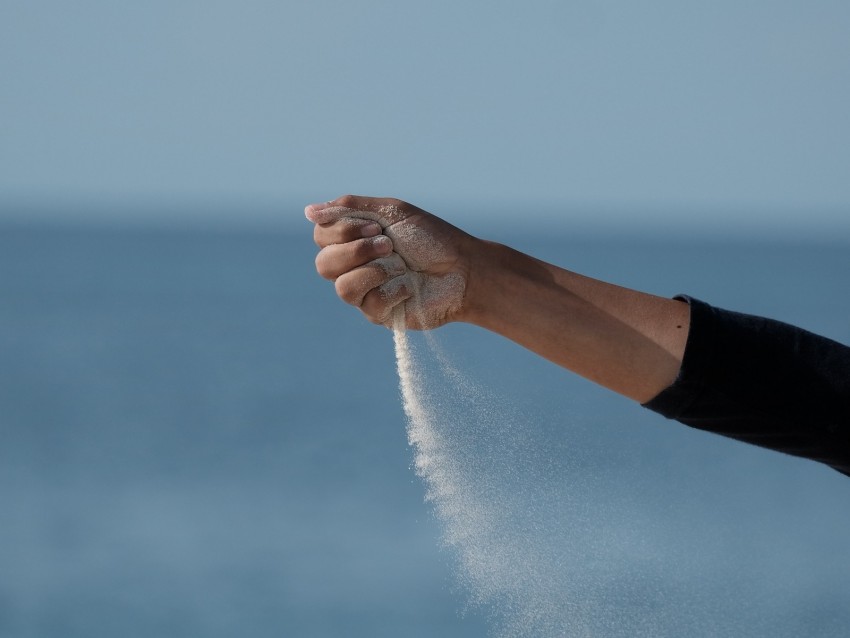 hand, sand, sea, wind