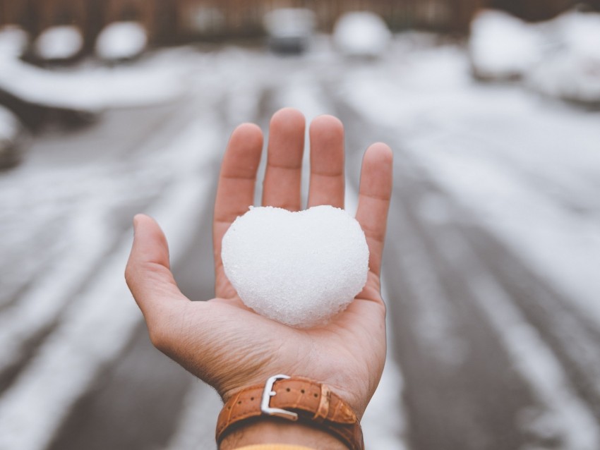 hand, snow, heart, winter, love