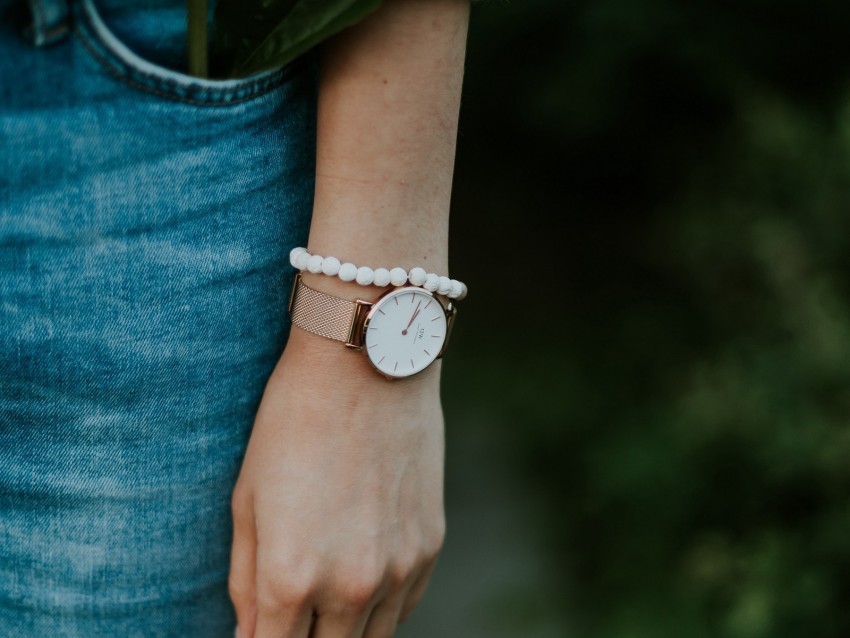 hand, watch, bracelet, flower, pocket