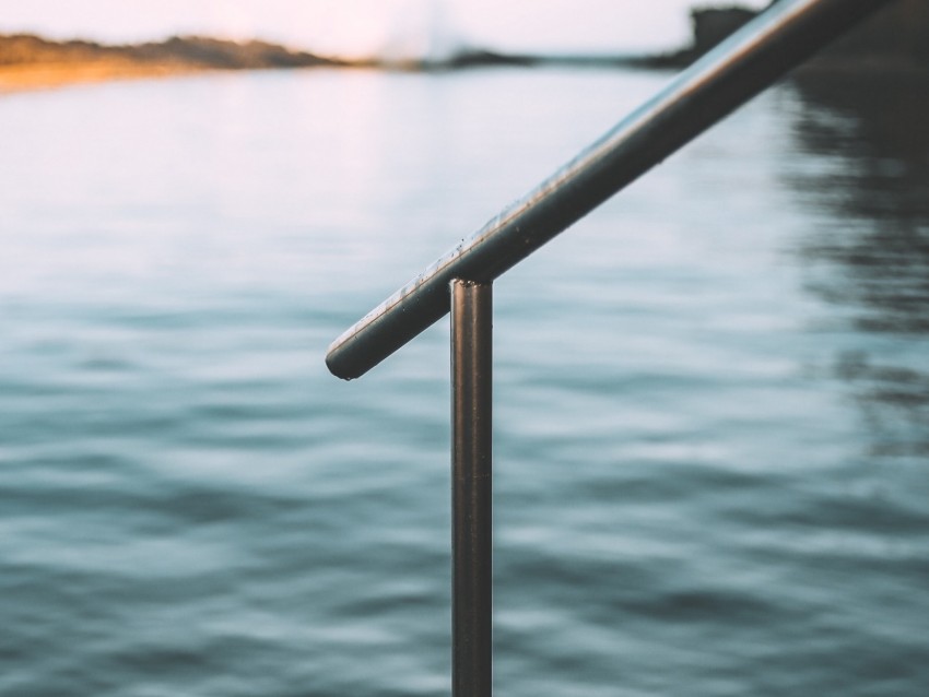 handrail, water, lake, railing, metal