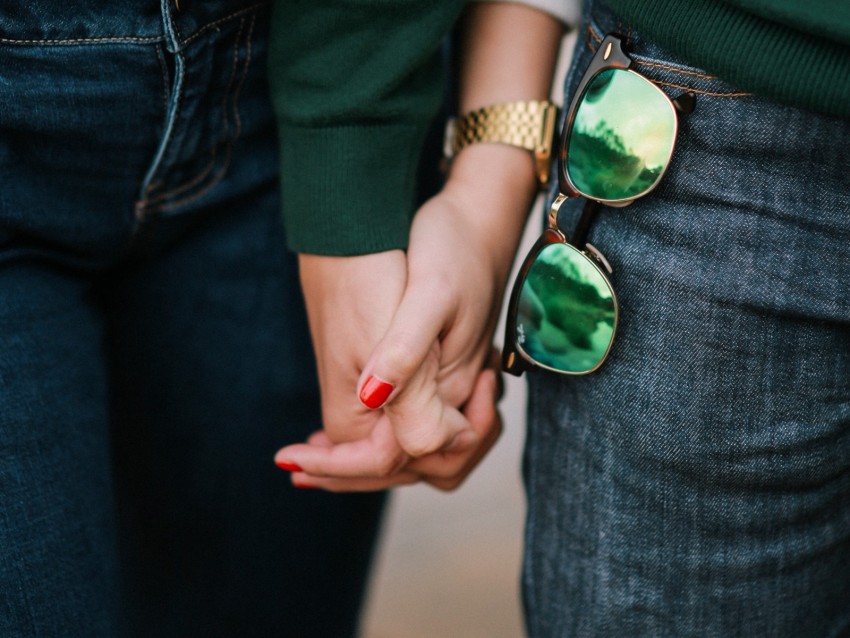 hands, couple, touch, glasses, tenderness