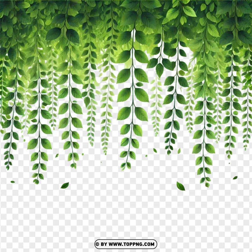 Hanging Greenery From Top Border PNG Transparent Background