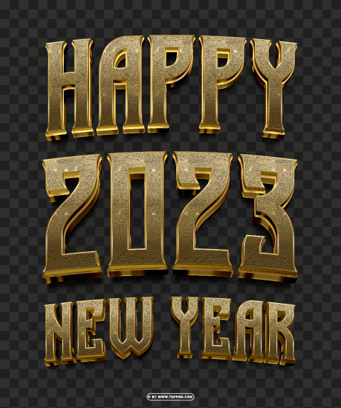 Happy 2023 New Year 3d Golden Design PNG Transparent Background