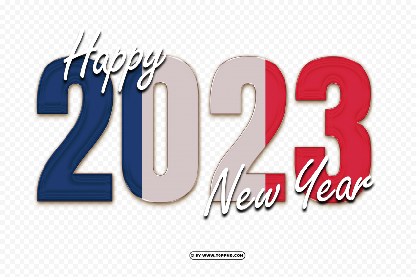 Happy 2023 New Year With France Flag Image PNG Transparent Background