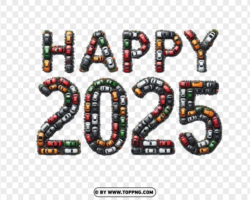 3d Happy 2025 For Car Lovers PNG Transparent Background