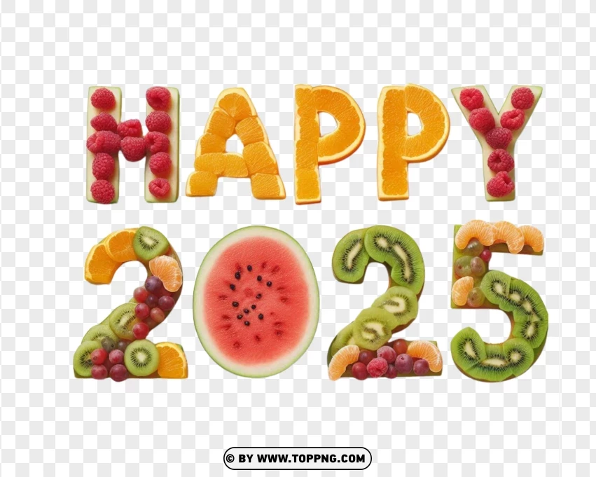 2025,new year,Fruits,3d, Number, Background, Celebration