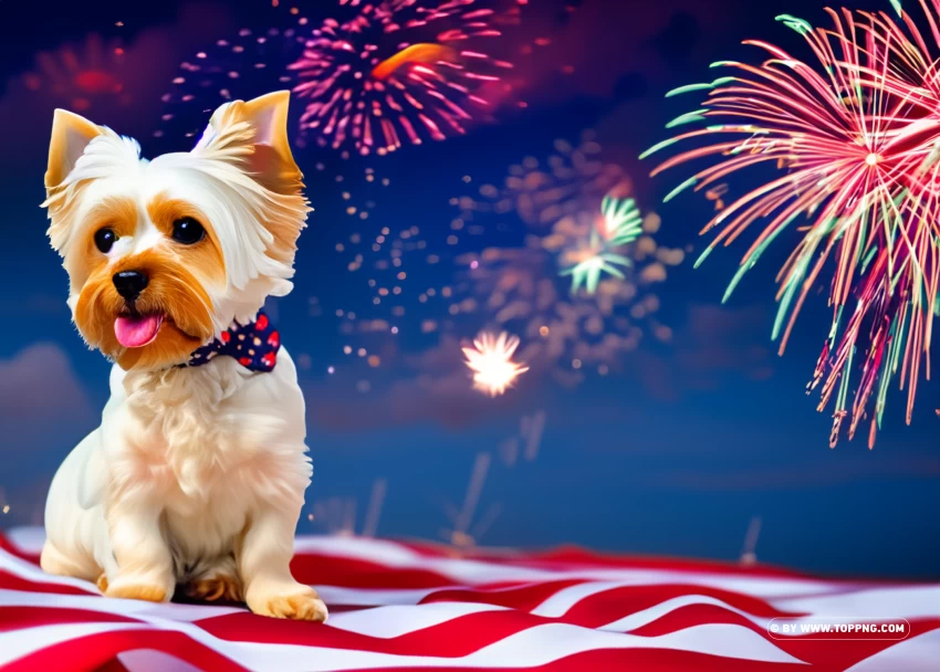 Happy 4th Of July Yorkie Images PNG Transparent Background