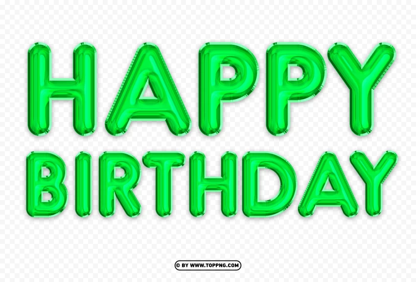 Happy Birthday Green Balloon PNG Transparent Background