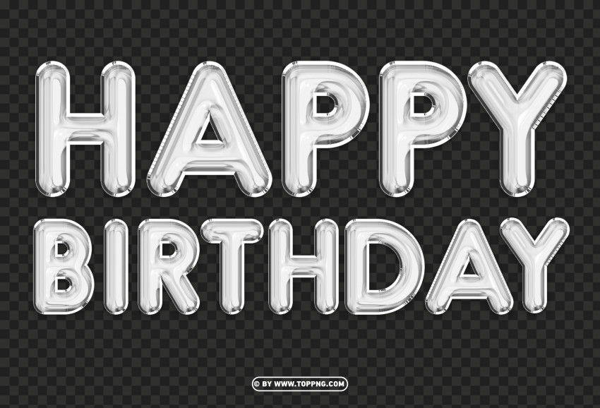 Happy Birthday Balloon Silver PNG Transparent Background