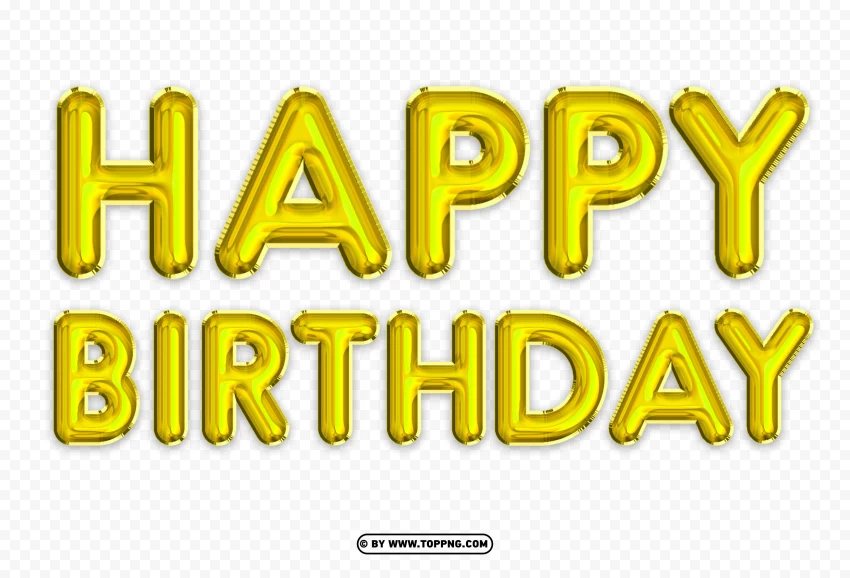 Happy Birthday Yellow Balloon Clipart PNG Transparent Background