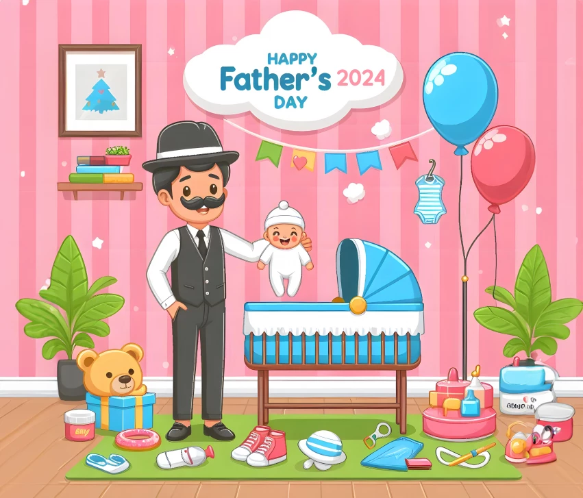 Happy Fathers Day 2024 Wishes A Father Holding A Newborn PNG Transparent Background