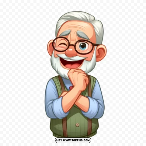 Happy Grandfather Good Mood Wink Eye PNG Transparent Background