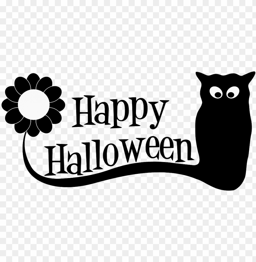 Happy Halloween Cat And Flower PNG Transparent Background