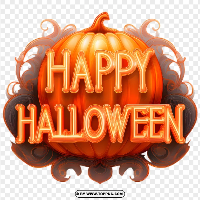 Happy Halloween Typography Over Classic Orange Pumpkin png