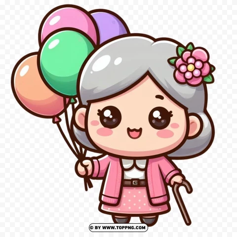 Old Woman, Kawaii character,Funny,character,  cartoon,  senior,  elderly