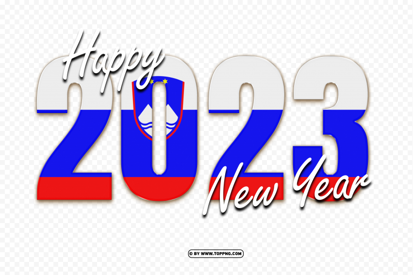 Happy New Year 2023 Pattern With Slovenia Flag PNG Transparent Background