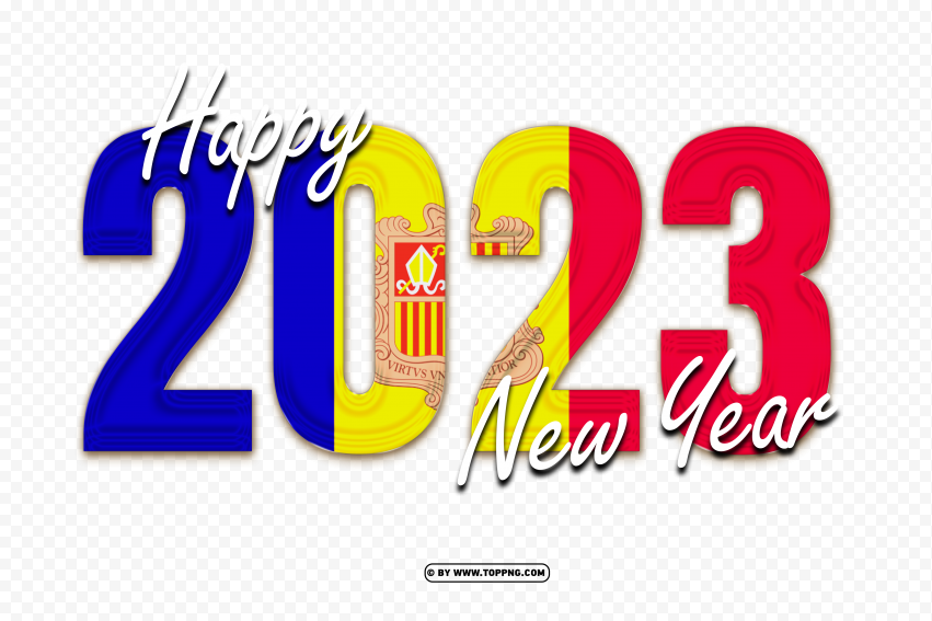 Happy New Year 2023 With Andorra Flag Free PNG Transparent Background