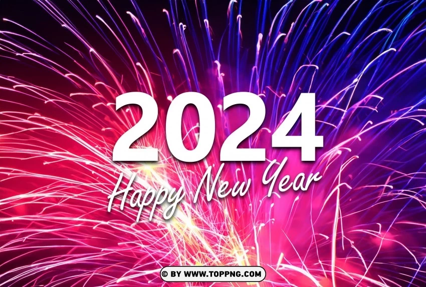 Happy New Year 2024 In Style High-quality Fireworks PNG Transparent Background