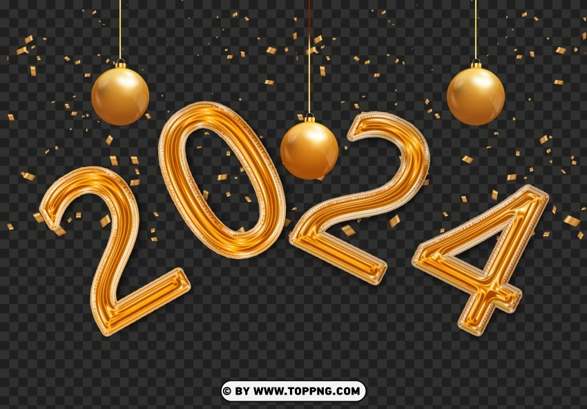 Happy New Year 2024 - Free Download PNG Transparent Background