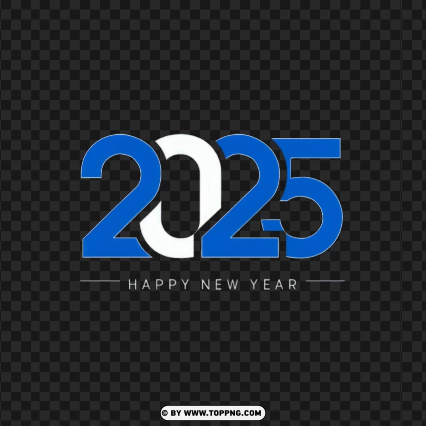 Happy New Year 2025 Blue And White Design Creation PNG Transparent Background