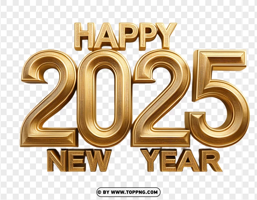 2025 New Year PNG, Golden Happy New Year 2025, 2025 New Year Glitter PNG, Happy New Year 2025 Gold, 3D 2025 New Year Text PNG