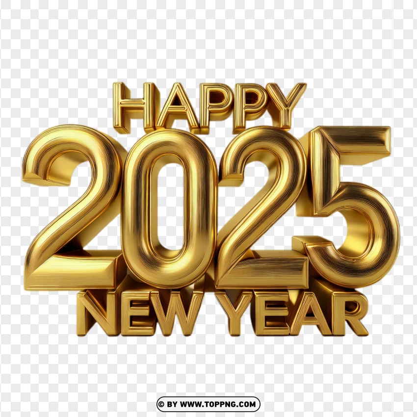 Shiny 2025 New Year Gold 3d Numbers PNG Transparent Background