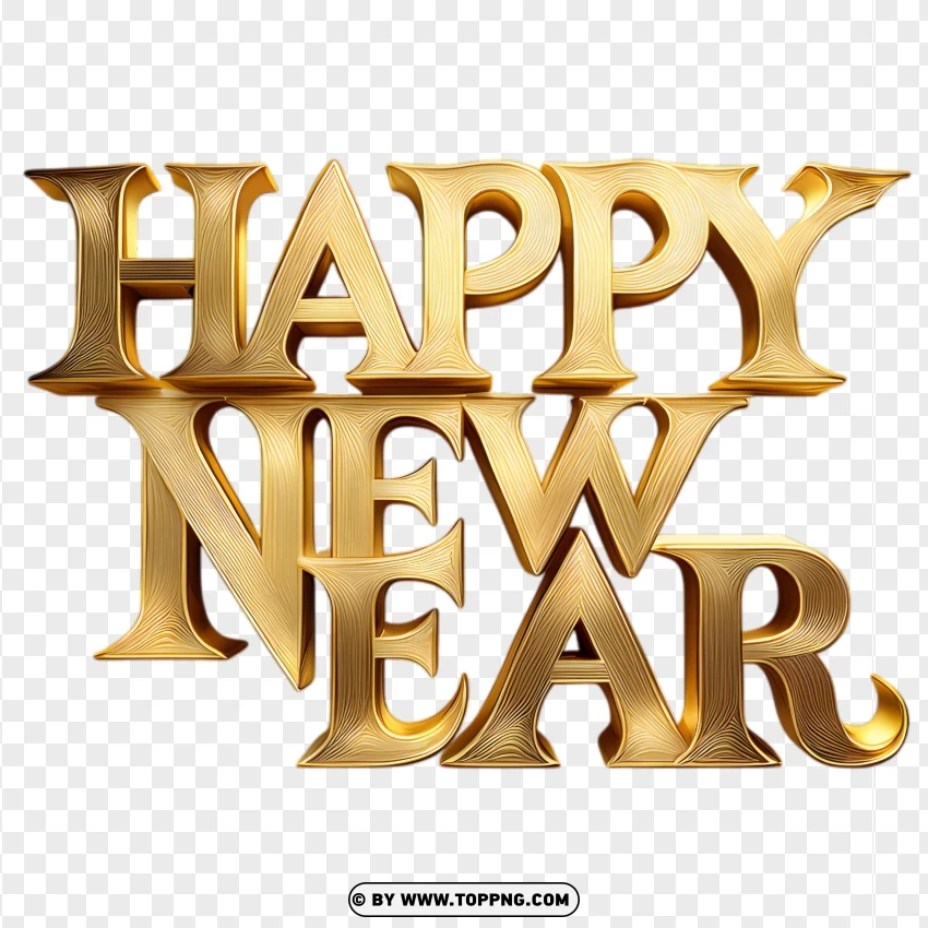 Happy New Year Gold Glitter Text Free Download PNG Transparent Background