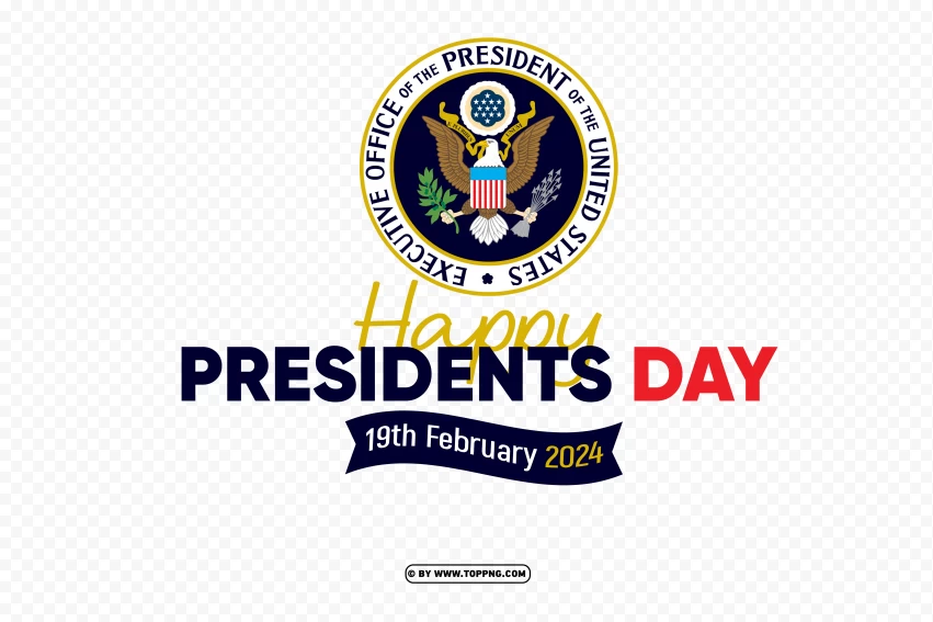 Happy Presidents Day 2024 Text With Logo Clipart PNG Transparent Background