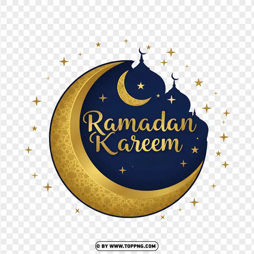 Golden Crescent Ramadan Kareem Poster PNG Transparent Background