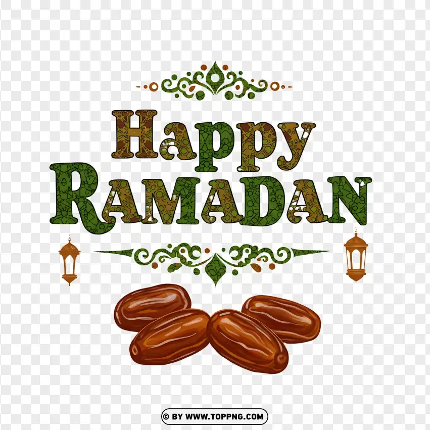 Happy Ramadan Dates And Lantern Design PNG Transparent Background