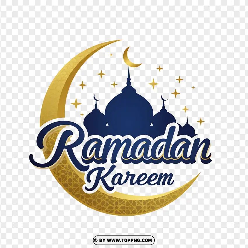 Crescent Moon Ramadan Kareem Logo PNG Transparent Background