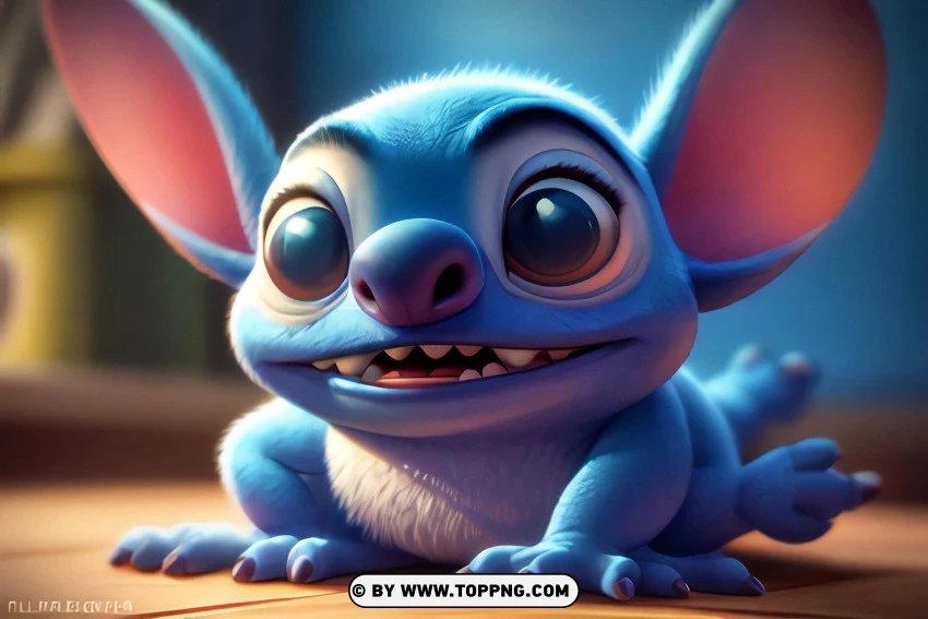 Happy Stitch Hd Featuring A Grinning Blue Character PNG Transparent Background