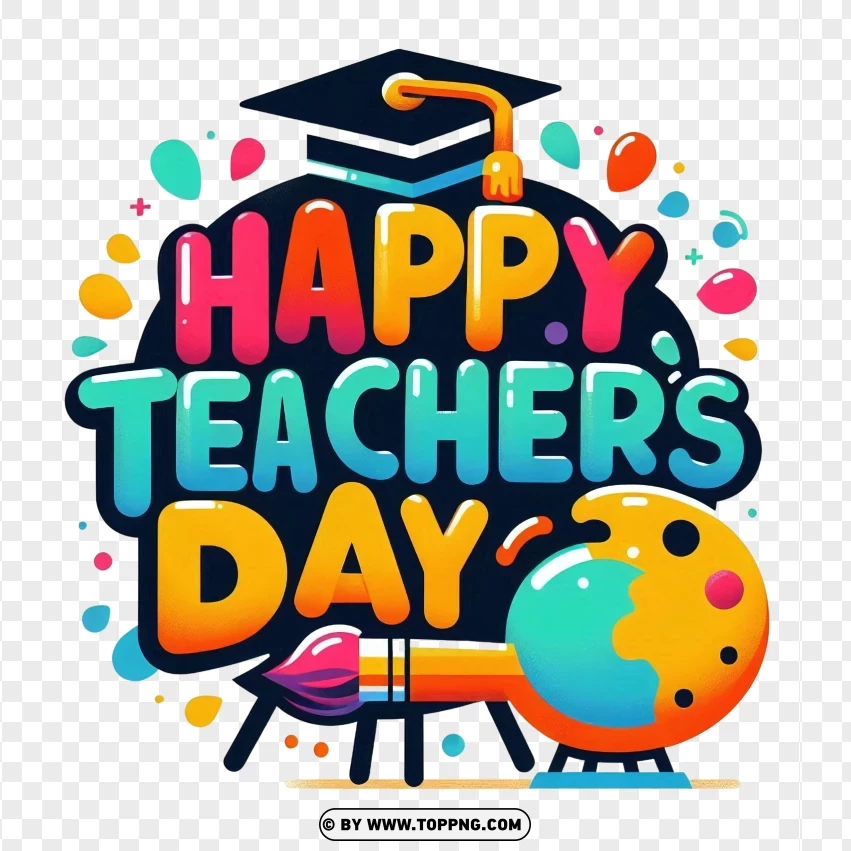 Happy Teachers Day Text Image PNG Transparent Background