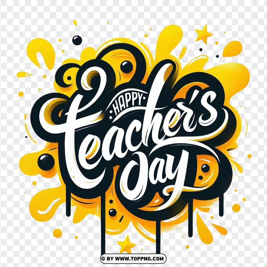 Happy Teachers Day Text Photo PNG Transparent Background