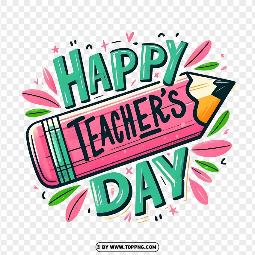 Happy Teachers Day Text Image PNG Transparent Background