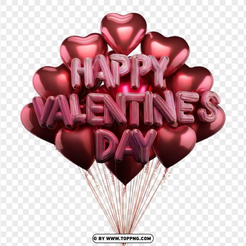 Happy Valentines Day Heart Balloon Cluster In Red And Pink Shades PNG Transparent Background