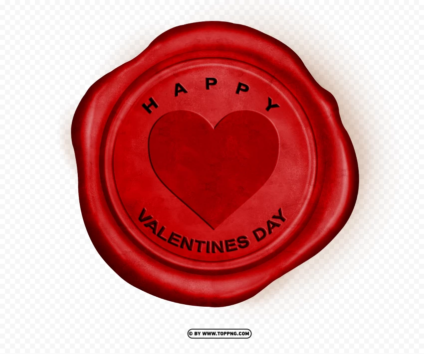 Happy Valentines Day Red Wax Stamp Image PNG Transparent Background