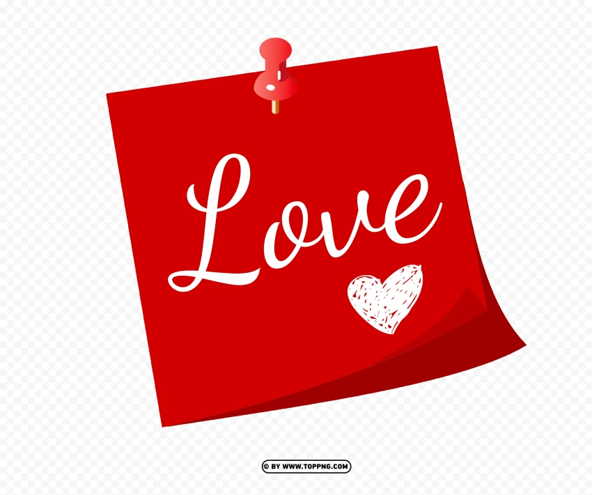 Happy Valentines Day Sticky Note Red With Love And Heart PNG Transparent Background