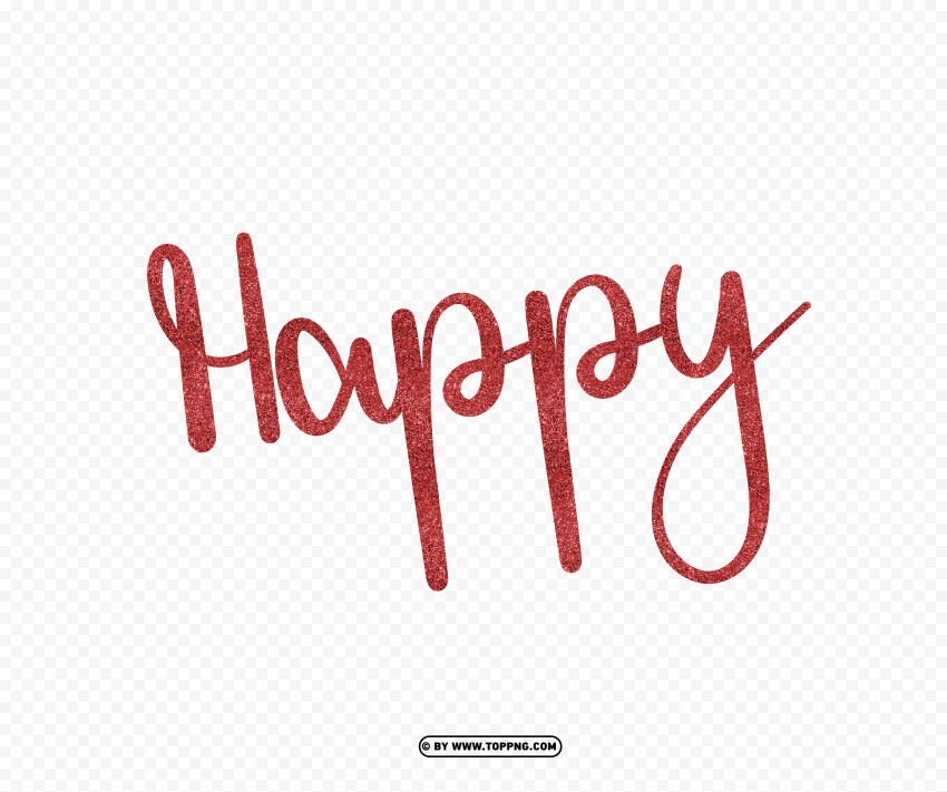 Happy Word Text With Red Glitter Effect PNG Transparent Background