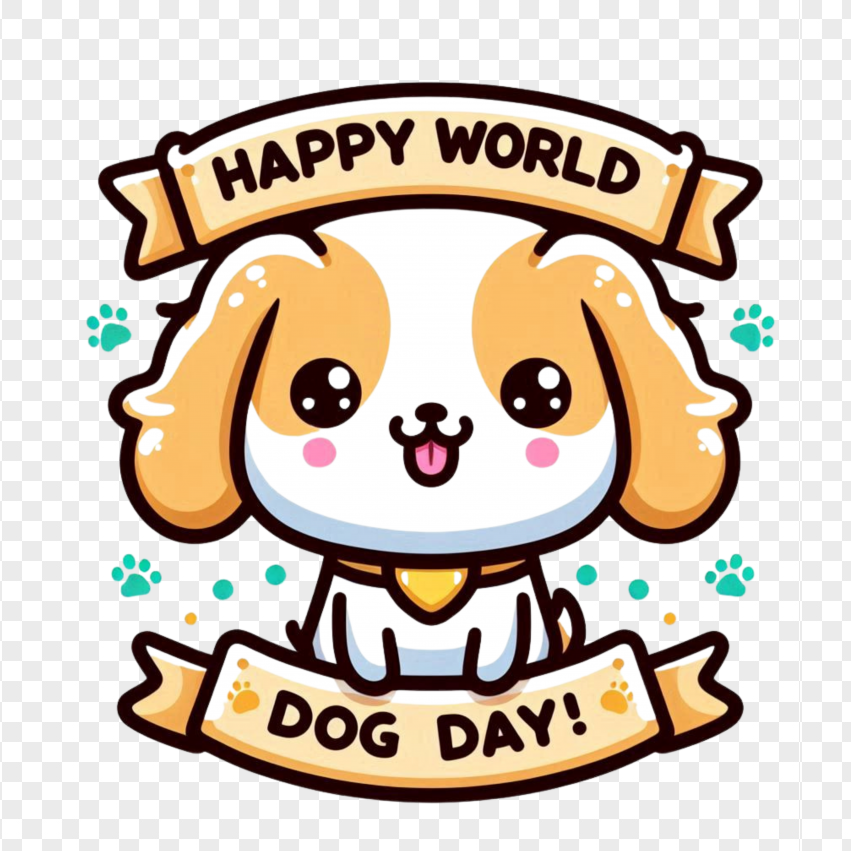 Happy World Dog Day Celebration PNG Transparent Background