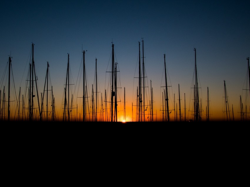 Harbor Boats Sunset Horizon Background