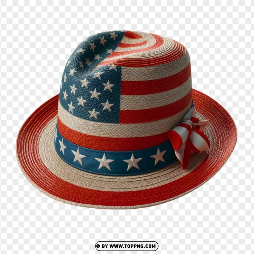 Hat 4th Of July With American Flag PNG Transparent Background