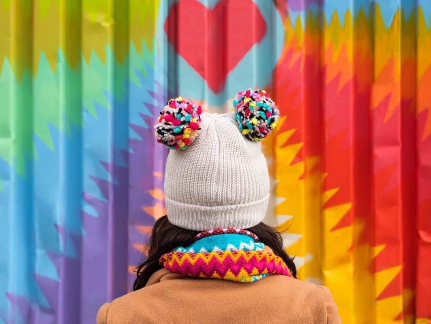 hat, colorful, heart, wall