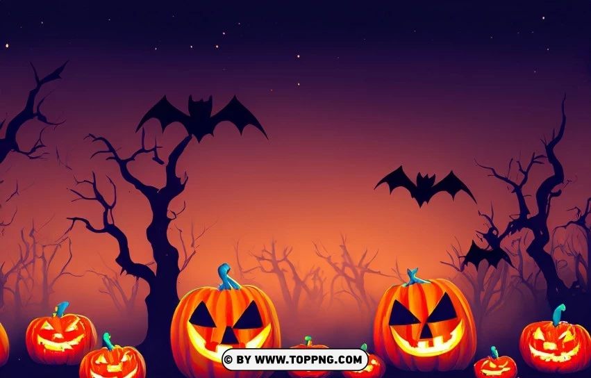 Haunting Halloween Night Setting Vector PNG Transparent Background