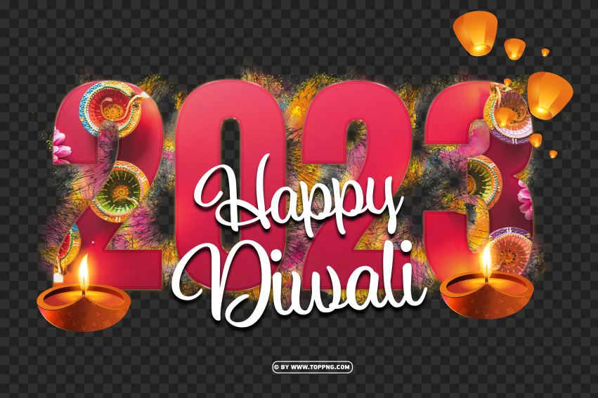 Hd 2023 Happy Diwali Celebration Premium Design PNG Transparent Background