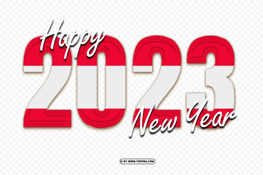 Hd 2023 Happy New Year With Austria Flag PNG Transparent Background