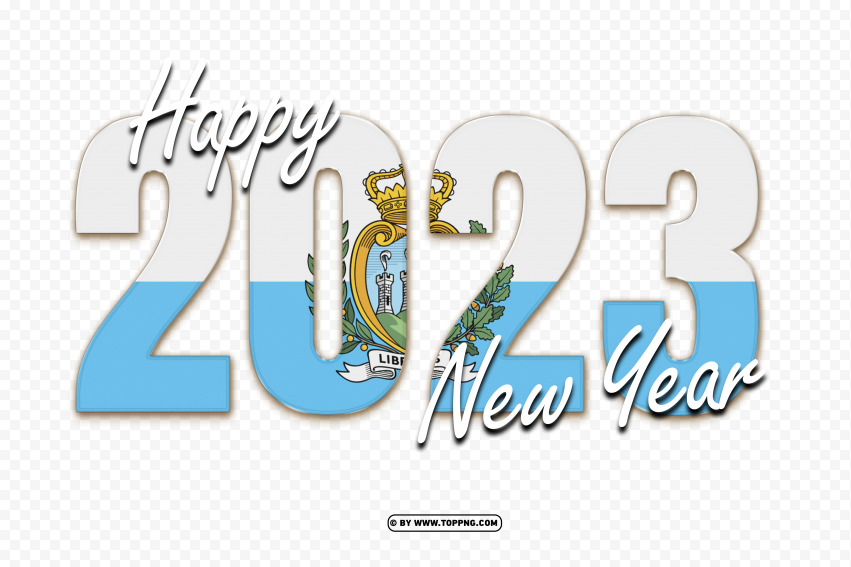 Hd 2023 Happy New Year With San Marino Flag PNG Transparent Background